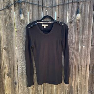 Burberry Black Merino Wool Long Sleeve with Plaid Silk Lined Neck and Sleeves S